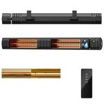 Wall-Mounted Electric Outdoor Heater, Electric Patio Heater, 3000W Infrared Heater, 3 Heat Levels, 1s Gold Halogen Heating Tubes for Backyard, Garage, Black