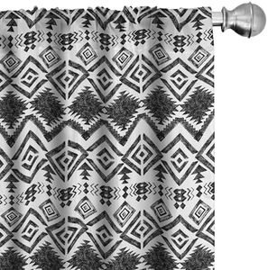 Ambesonne Modern Curtains, Geometric Design with Modern Hippie Zig Zags Triangles Squares Print, Window Treatments 2 Panel Set for Living Room Bedroom Decor, 56" x 95", White and Black