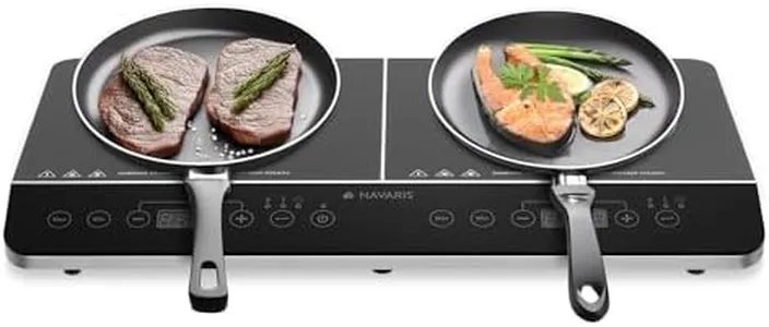 Navaris Double Induction Cooktop - Portable Dual Countertop Electric Stove Burner Cook-Top Hot Plate with 2 Hobs for Cooking - 24 x 14 x 3 Inches