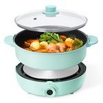 Hot Pot Electric with Burner, 5.3QT Hot Pot Electric Shabu Shabu Pot, Split Multi Non-Stick Electric Skillet, Portable Kitchen Burner Stove with Shabu Hot Pot for Home Cooking, Family Party