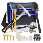 20Pcs Geology Rock Pick Hammer Kit, 22oz Rock Hammer & Digging Chisels & Sholve Set for Rock Hounding, Fossil Dig, Geodes, Gold Mining & Prospecting, Bag, Magnifying Glass, Whistle, Goggles (Blue)