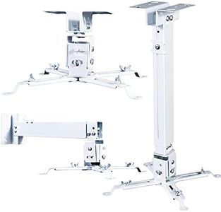 Homcine Projector Ceiling/Wall Mount White, Low Profile Universal Projector Holder/Bracket/Hanger Kit with Extendable Arm, Adjustable Height Pole Drop Ceiling Quick Release for Epson Optoma Benq