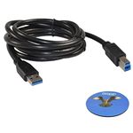 HQRP 1.8m USB 3.0 Type A-Male to B-Male (M/M) Cable for Toshiba dynadock U3.0 Universal USB3.0 Docking Station plus Coaster