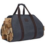 WILLOW WEAVE Canvas Firewood Log Carrier, Fireplace Log Carriers & Holders, Firewood Carrier, Wood Carrying Bag for Firewood, Grey Color