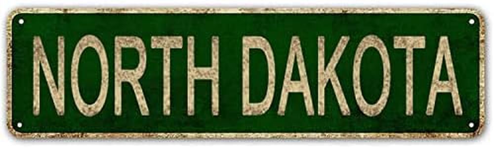 LINStore North Dakota Sign, America State Name Vintage Metal Tin Sign, Wall Decor for Office/Home/Classroom - Best Decor Gift Ideas for Women Men Friends 4x16 Inches