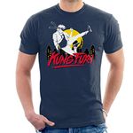 Kung Fury Flying Kick Men's T-Shirt Navy Blue