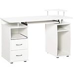 HOMCOM Computer Desk Office PC Table Workstation with Keyboard Tray, CPU Shelf, Drawers, Sliding Scanner Shelf, White 120 x 55 cm