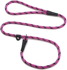 Mendota Pet Slip Leash - Dog Lead and Collar Combo - Made in The USA - Black Ice Raspberry, 3/8 in x 6 ft - for Small/Medium Breeds