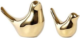 WANLIAN Small Gold Birds Statues Modern Home Decor Animal Figurines Shelf Decor Items Bookshelf Decor, Small Decor Items for Bedroom Dresser Office, 2Pcs (Gold -1)