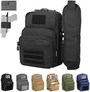 DBTAC Concealed Gun Pouch Compact Tactical Shoulder Bag CCW Crossbody Pack | Pistol Holster Tool Organizer Utility Waist Bag for Work Range Travel w/Lockable Zippers, Shoulder Strap, Black