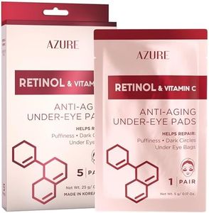 AZURE Retinol & Vitamin C Anti Aging Under Eye Pads - Hydrating & Refreshing Eye Mask Patches - Reduces Fine Lines, Wrinkles, Dark Circles & Puffiness - Skin Care Made in Korea - 5 Pairs