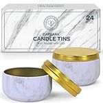 Hearts & Crafts- Marble Candle Tins 8 Oz with Lids 24 Pack of Bulk Candle Jars for Making Candles, Arts & Crafts, Storage, Gifts, and More Empty Candle Jars with Lids