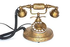 Light It Up Nautical Brass Vintage Antique Candlestick Rotary Dial Phone Brass Finish Table Decorative Telephone Collection for Office and Home Decor