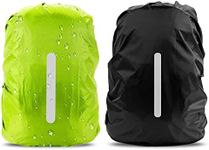 LUENES 2 Pack Waterproof Rain Cover for Backpack, 30L-40L Reflective Rucksack Rain Cover for Camping, Hiking, Traveling, Hunting, Biking, Rainy Day, Snowy Day (Black, Fluorescent Green)