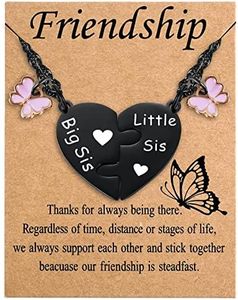 Best Friends Necklace Set for 2 Sisters, Long Distance Friendship Gift for BFF Valentines Day Birthday Christmas, Butterfly Jewelry for Teens Women, Best Sister Ever Gifts