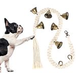 Dog Bell for Door Potty Training, Cotton Hand Woven Dog Doorbell with 6 Extra Loud Bells for Dog Training, Adjustable Hanging Door Bell for Small Medium Large Dogs to Ring to Go Outside