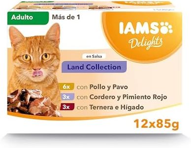 IAMS Delights Land Collection Alimento húmedo en salsa - para gatos adultos con diversos sabores a carne 12 x 85g