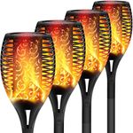 XERGY Solar Lights Outdoor Waterproof Dancing Fire Mashaal Flame Torch 96 LED 2200 mAh Battery Lantern Landscape Decoration Lighting Auto On/Off for Garden Balcony Driveway's (Large Size Pack of 4)