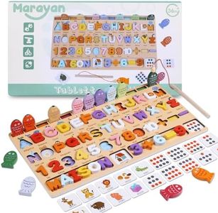 MARAYAN,Jeux Montessori Enfant 3 4 5 Ans,Puzzle Alphabet,Jouet en Bois educatif,Apprendre Couleur Lire ecrire,motricité Fine,Jeu de Peche,activité Maternelle,Quiet Book,Cadeau Fille Garçon