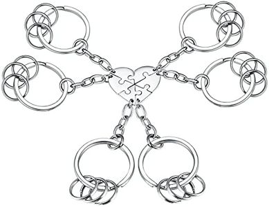 Personalized Custom Keychains for Women Stainless Steel 6 BFF Jewelry Set Puzzle Pieces Match Key Rings
