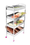 VDNSI Stainless Steel Fruit and Vegetable Storage Stand Kitchen Trolley with Wheel Kitchen Baskets Multi-Layer Storage Organizer Rotating Onion Potato Rack for Kitchen Folding 4 Layer Trolley