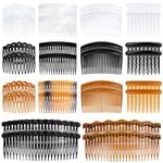 RUITENG 28 Pcs French Side Combs, Non Slip Hair Combs for Women, Plastic Twist Hair Combs French Hair Side Combs, Hair Clip Combs Accessories for Women Girls Thick Fine Hair (Black,Coffee,Transparent)