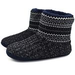 KuaiLu Knit Wool Warm Men Indoor Pull On Cosy Memory Foam Slipper Boots/Booties TPR Rubber Sole Non-Slip,Dark Brown, 8UK / 42EU