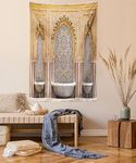 Ambesonne Room Tapestry Moroccan Decor, Typical Moroccan Tiled Fountain in the City of Rabat near the Hassan Tower Image, Bedroom Living Room Dorm Wall Hanging, 40 W x 60 L Inches, Ivory and Blue