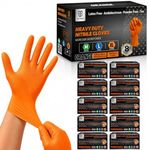 GP CRAFT Heavy Duty Orange Diamond Grip 8mil Nitrile Gloves - Industrial Grade, Puncture & Cut Resistant Safety Gloves (1000counts,L)