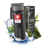 Bachgold Water Filter Camping [500 ml]- Portable Water Filter Hiking & Backpacking - Water Purification Bottle Clean Water in Seconds for Outdoor & Survival Adventures