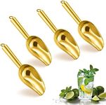 Herogo 3oz Mini ice Scoop Set of 4, Small Stainless Steel Scooper for Candy/Flour/Bean/Pet Food/ Ice Cube, Metal Utility Scoops for Kitchen Bar Party Wedding, Dishwasher Safe & Heavy Duty, Gold