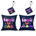 K1Portal Quote Printed Cushion/Pillow Combo + Printed Keychain (12" x 12" Cushion Cover with Filler,Both 2 Quantity) (Design 9)