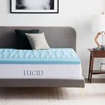 LUCID 2 Inch Gel Memory Foam Plush - Cooling Targeted Convoluted Comfort Zones Mattress Topper - Queen