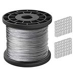 1/16 Wire Rope,304 Stainless Steel Wire Cable,30m/98ft Length Aircraft Cable,7x7 Strand Core,368lbs/167kg Breaking Strength with 100 Pcs Aluminum Crimping Clamps Loop Sleeve