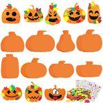 40Pcs Halloween Foam Pumpkin Craft Kit Decorations with Foam Fall Maple Leaves Rhinestone Stickers for Halloween Thanksgiving Kids Art Crafts Decorations