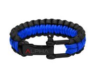 Alpha Defense Co. Paracord Bracelet | Black & OD Green| Black Buckle (Black & Blue)