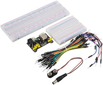 HUAREW Breadboard Kit with Power Supply Module， Jumper Wires，Battery Clip，830 & 400 tie-Points Breadboard