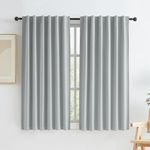 KEQIAOSUOCAI Linen Blackout Curtains 63 Inches Long, Back Tab Rod Pocket Hook Belt Boho Farmhouse Heat and Full Light Blocking Curtain Panels for Bedroom, 2 Panels, Light Grey, W50 x L63