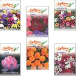 Saphirre Easy to Grow Monsoon and Winter Flower Seeds Combo for Home Gardening | 6 Different Flowers | Marigold, Dianthus, Phlox, Verbena Mix, Pansy Swiss Giant, Lotus |460+ Seeds