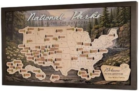 Lemap US National Parks Wooden Travel Map & Visit Tracker – Landscape Edition (Forest daisies, Size XL: 27 x 17 inch)