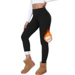 CTHH Women's Fleece Lined Leggings Winter Warm Workout Tights High Waisted Thick Thermal Yoga Pants Black