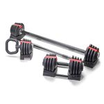 Strongology ELEMENT SET Home Fitness 3-In-1 Black/Red Adjustable Smart Barbell/Dumbbell/Kettlebell from 2kg up to 19kg Training Weights