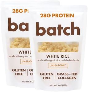 Batch – Organic Protein Rice with Collagen – 28g Protein per Bag, Ready in 90 Seconds, Microwavable Long-Grain White Rice, Grass-Fed Bovine Collagen, Gluten-Free, Made in USA – Unseasoned (2 Pack)
