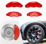 Tesritar Caliper Covers Set of 4 Compatible with Model Y Accessories,Fit for 2020-2024 Model Y Red Caliper Covers 19 Inch 20 Inch Wheel Hub Front and Rear Brake Caliper Covers