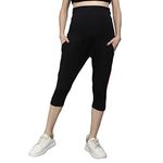 Sillyboom Women's Comfort Fit Maternity Yoga Pants Capris for Women Pregnancy Pants Over-Belly Design and Elastic Waistband for All Moms to Be (Black, M)