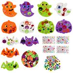 420+PCS Halloween Foam Arts and Crafts Kit - Foam Pumpkin, Ghost and Bat, Googly Eyes Foam Stickers and Rhinestones Stickers, Halloween Fun Activities DIY Decorations for Kids Party.