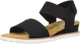 Skechers Women's BOBS Desert Kiss Ankle Strap Sandals, Black Microfiber Suede/ Gore Trim, 5 UK