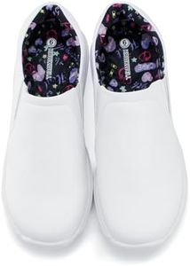 Hawkwell Women's Slip On Lightweight Slip Resistant Comfort Nursing Shoes,White Heart Synthetic,7 M US