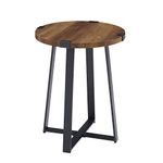 Walker Edison Anastasia Modern Metal Wrap X Base Accent Table, 18 Inch, Rustic Oak