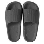 House Slipper For Man Women Pillow Slides Non-Slip Lightweight Open-toe Shower Shoes Quick Drying Extra Thick Sandals (Black, numeric_8_point_5)